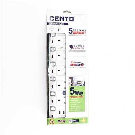 POWER STRIP 5-space 2M CT-815NS2USB CENTO