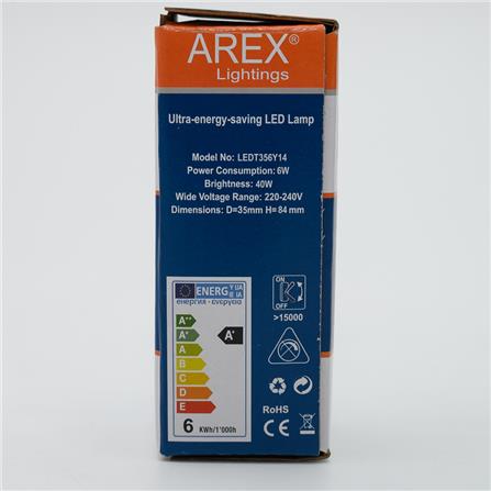 LED BULB T35 6W WARM WHITE E14 LEDT356Y14 AREX