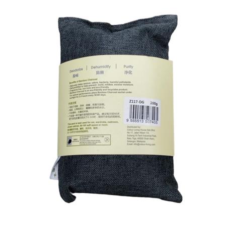 HOME+ BAMMBOO CHARCOAL SACHET WITH STRING 200G DARK GREY
