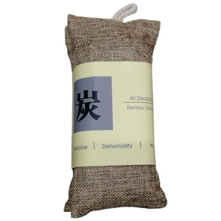 HOME+ BAMMBOO CHARCOAL SACHET WITH STRING 80G X2 JUTE BROWN