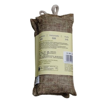 HOME+ BAMMBOO CHARCOAL SACHET WITH STRING 80G X2 JUTE BROWN