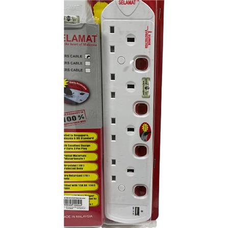 POWER STRIP 4G2M 2M MA1184-2M(USB+SURGE) SELAMAT