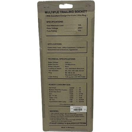 POWER STRIP 4G2M 2M MA1184-2M(USB+SURGE) SELAMAT