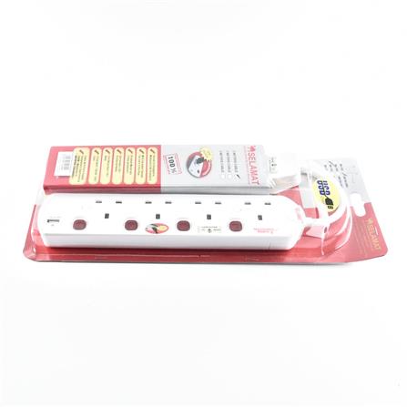 POWER STRIP 4G2M 2M MA1184-2M(USB+SURGE) SELAMAT