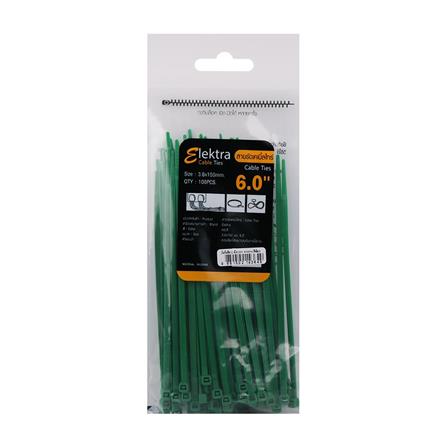 ELECKTA CABLE TIES 6 Inch 3.6 Millimeter GREEN (100 LINE)