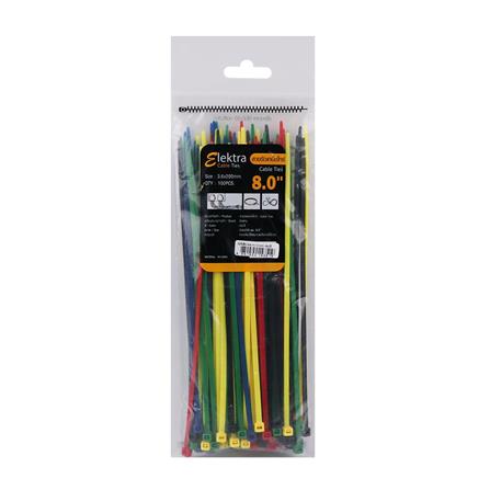 ELECKTA CABLE TIES 8 Inch 3.6 Millimeter MULTI COLORED (100LINE)