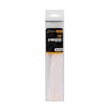 ELECKTA CABLE TIES 10 Inch 4.8 Millimeter WHITE (20 LINE)