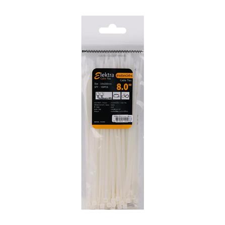 CABLE TIES ELEKTRA 8 Inch 3.6 Millimeter WHITE (100 LINE)