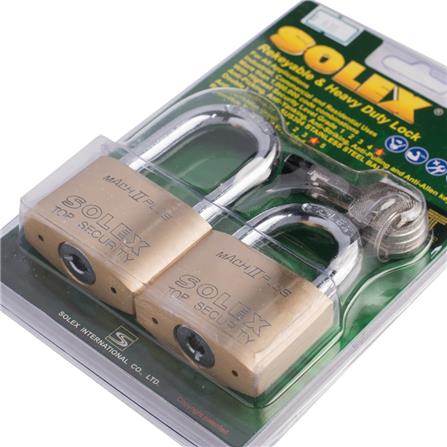 KEYED ALIKE PADLOCK SOLEX MACH250 50MM PB 2EA/SET