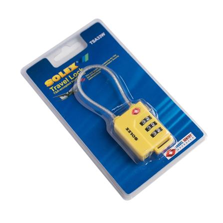 COMBINATION PADLOCK SOLEX TSA 33W 31MM YELLOW