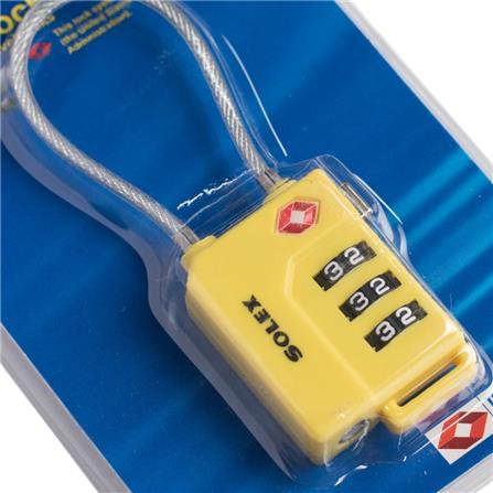 COMBINATION PADLOCK SOLEX TSA 33W 31MM YELLOW
