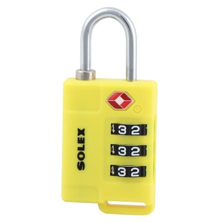 COMBINATION PADLOCK SOLEX TSA 33 31MM YELLOW