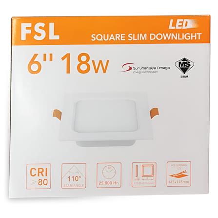 FSL DOWNLIGHT PANEL LED 6" 18W DAYLIGHT WHITE SQUARE