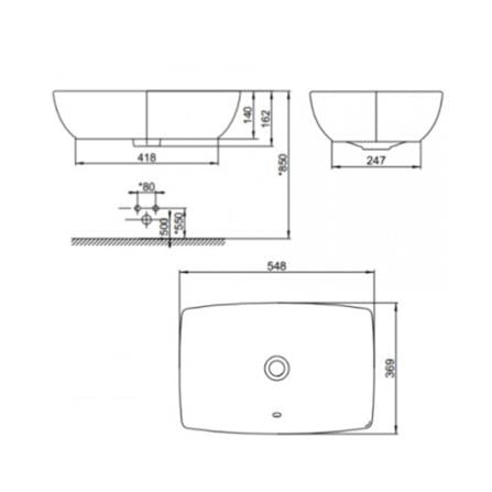 AMERICAN STANDARD ABOVE COUNTER WASHBASIN CCAS-F650 WHITE