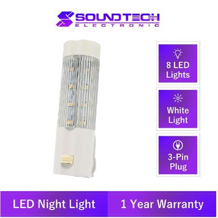 SOUNDTEOH 3-PIN PLUG LED NIGHT LIGHT WHITE LIGHT 1603