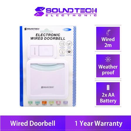 ELECTRONIC WIRED DOORBELL 963 SOUNDTEOH WIRED 2M