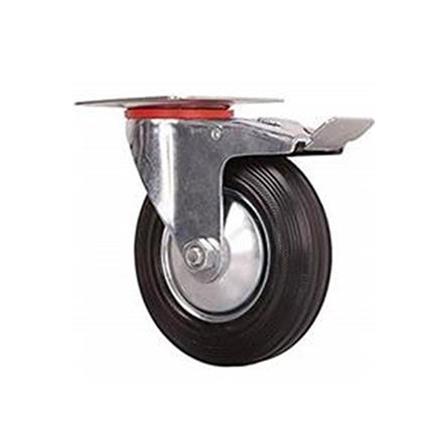 TAHAN SWIVEL RUBBER CASTER+BRAKE 5 INCH