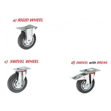TAHAN SWIVEL RUBBER CASTER+BRAKE 5 INCH