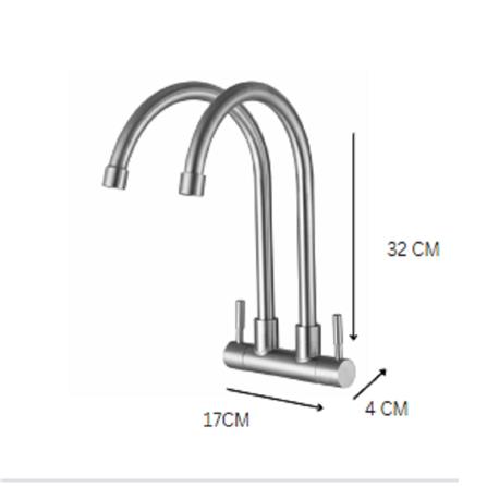 CABANA SINK FAUCET STAINLESS STEEL CB1512ASS W4XD17XH32 CM SILVER