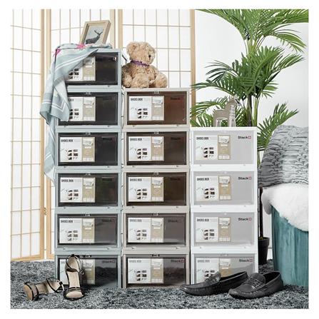 SHOE BOX STACKO 28X35X17CM GREY