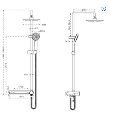 FILTON RAIN SHOWER SPF-818-3 STAINLESS STEEL CHROME H120XW30XD46 CM