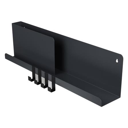 WALL SHELF WITH 4 HOOKS STACKO 60X10X16CM GREY