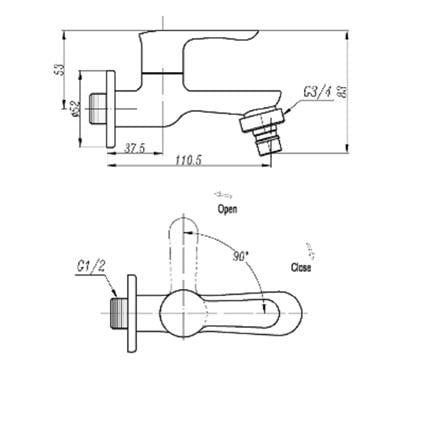 SORENTO WALL TAP SRTWT5865-RG BLACK WITH ROSE GOLD H11XW8XD9 CM