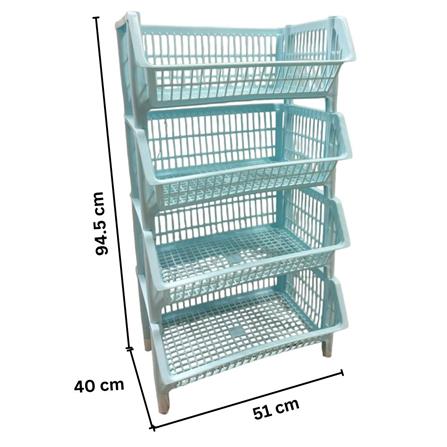 CLOTH BASKET SQUARE WITHOUT LID WITHOUT WHEEL 4TIER BK-134 BLUE