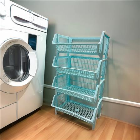 CLOTH BASKET SQUARE WITHOUT LID WITHOUT WHEEL 4TIER BK-134 BLUE