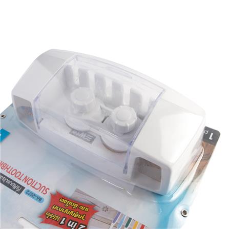 VACUUM TOOTHBRUSH HOLDER WITH TOOTHPASTE SLOT WSP BA-2072 WHITE