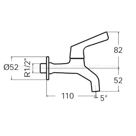 AMERICAN STANDARD WALL TAP FFAST602-0T0500BT0 CHROME H13.40XW5.20XD11 CM