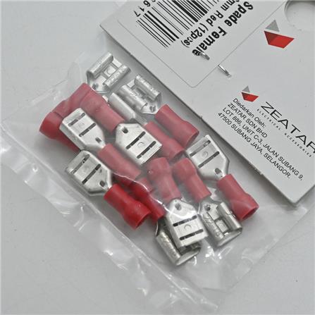 CONNECTOR SPADE (F) 6.6MM RED 12S ZEATAR