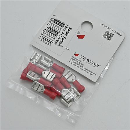 CONNECTOR SPADE (F) 6.6MM RED 12S ZEATAR