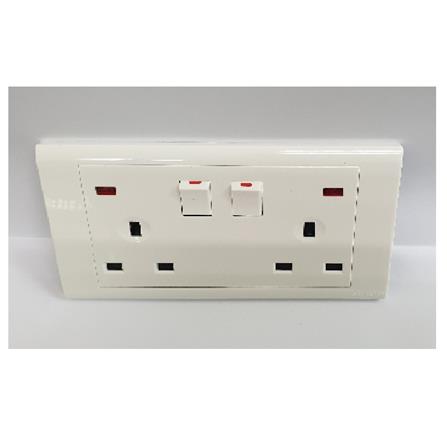 13A 2GANG SWITCH SOCKET MQ8132 NEON SELAMAT