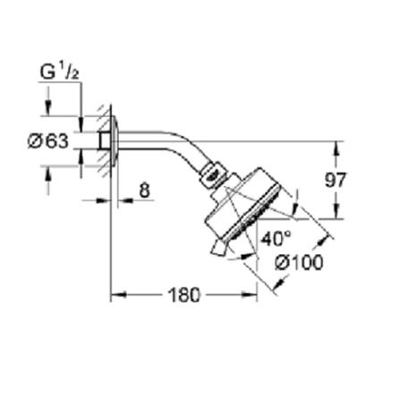 GROHE SHOWER HEAD 3 FUNCTION 10CM 26090001 CHROME