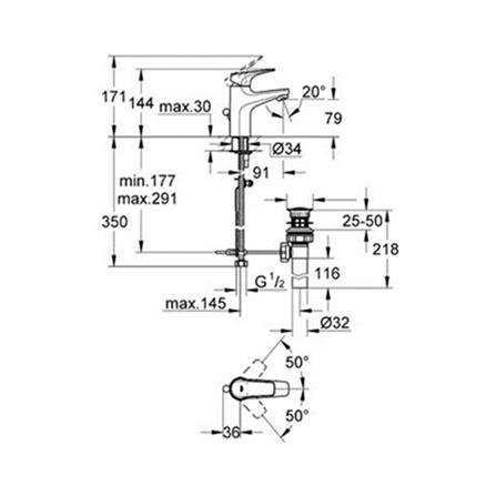 GROHE BASIN FAUCET MIXER BAUFLOW 32810000 CHROME BRASS PLATED.