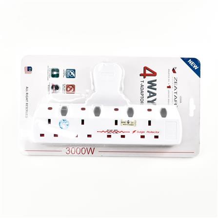 4 WAY T-ADAPTOR WITH NEON + SURGE ZS8634N ZEATAR