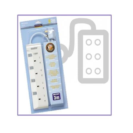 MORRIES EXTENSION SOCKET 4GANG 3.0M WITH NEON BLUE MS3244-3