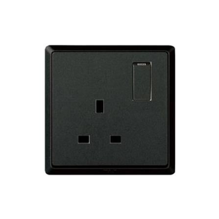13A SINGLE SOCKET 3PIN CHARCOAL BLACK HC8613S-SBL T&J