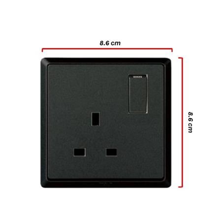 13A SINGLE SOCKET 3PIN CHARCOAL BLACK HC8613S-SBL T&J