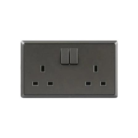 13A DOUBLE SOCKET 3PIN CHAMPAGNE GREY HC8613S-ST5 T&J