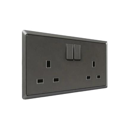13A DOUBLE SOCKET 3PIN CHAMPAGNE GREY HC8613S-ST5 T&J