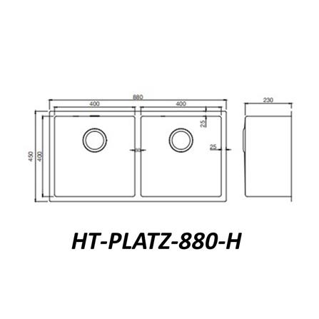 HAUSTERN BUILT-IN UNDERMOUNT SINK 2BOWL HT-PLATZ 880-H STAINLESS STEEL 88CM