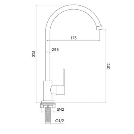 MODERN DEPOT SINK FAUCET SINGLE WALL U SPOUT KITCHEN TAP TF-SPSU-03MG SS(PSCCF)