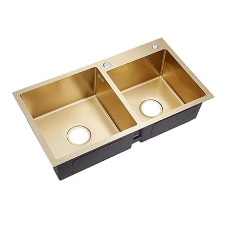 CABANA BUILT-IN UNDERMOUNT SINK 2BOWL GOLD CKS7607 86CM