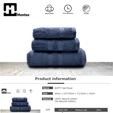 MONTEX SOFTY FACE TOWEL COTTON 33 X 33CM &ndash; BLUE GREY