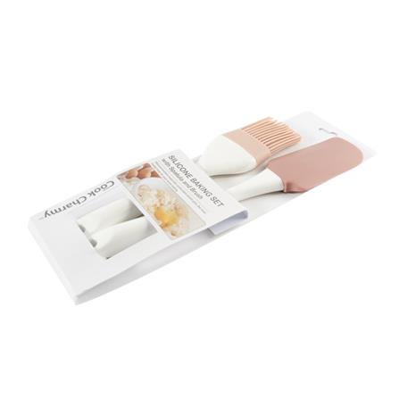 SPATULA AND BRUSH COOK CHARMY WHITE 2PCS