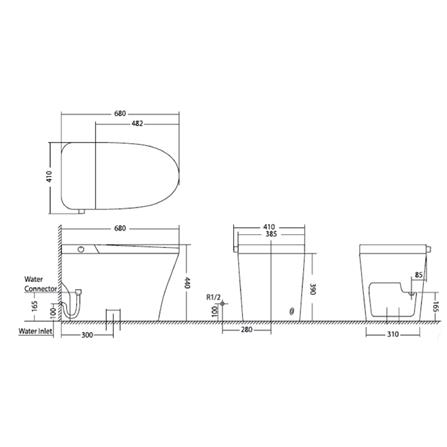 MODERN DEPOT MINIMA 1P TOILET WITH BUILT IN BIDET  5L WHITE
