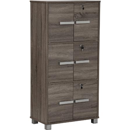 NAOMI 6 DOOR STORAGE BOX WITH LOCK NUHOOM DARK SONOMA