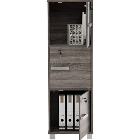 NAOMI 3 DOOR STORAGE BOX WITH LOCK NUHOOM DARK SONOMA